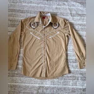 Patron Cito Red Label Western-Style Button-Up Shirt with Embroidered Crest